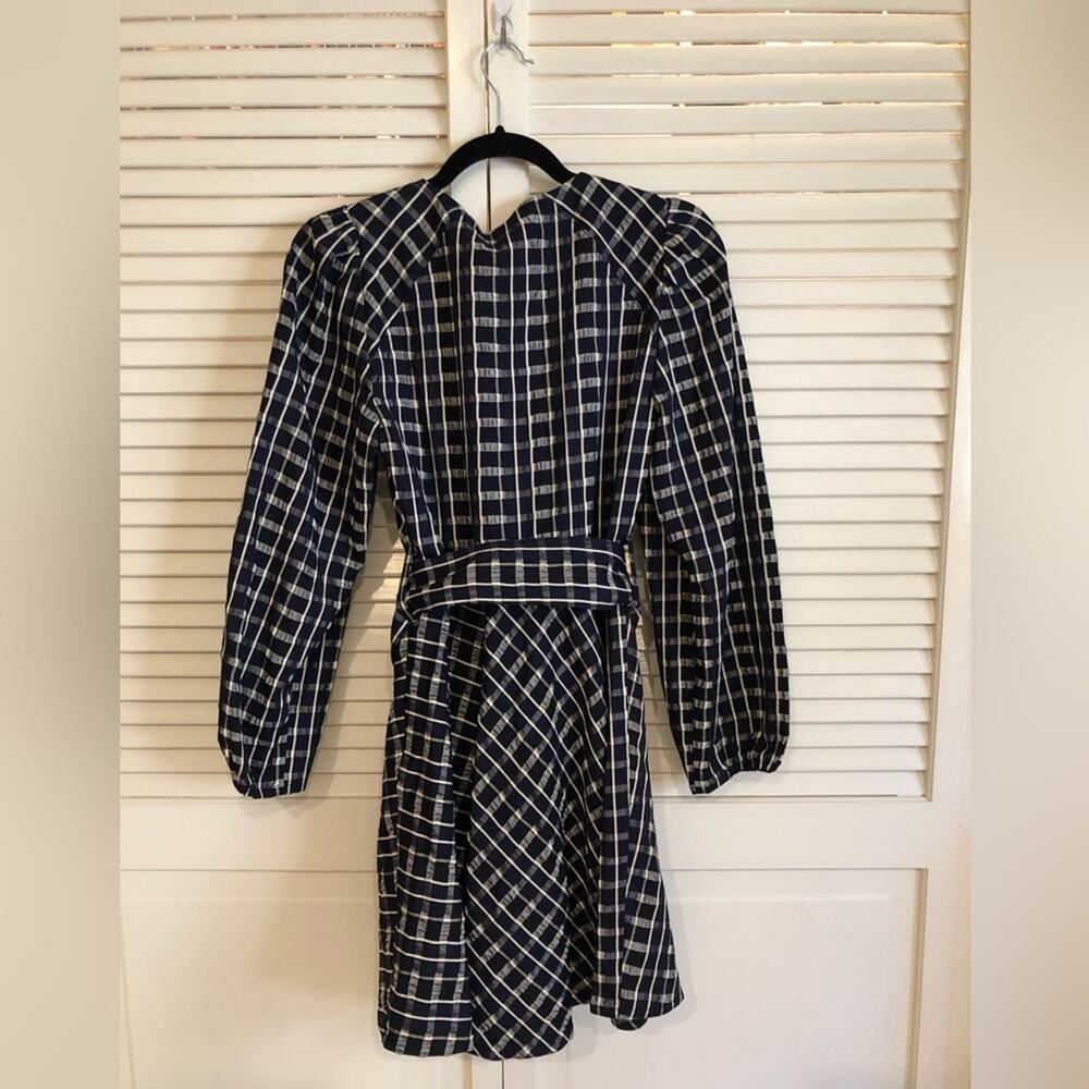 NWT Tanya Taylor Nicola Puff-Sleeve Belted Check Mini Dress - Picture 8 of 10